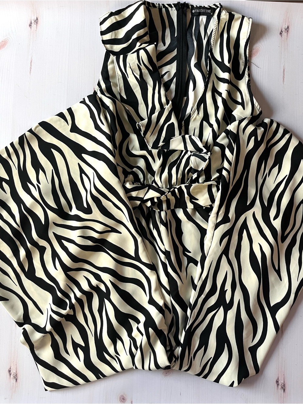 Black & off white/Cream Zebra Print jumpsuit - Picture 2 of 8